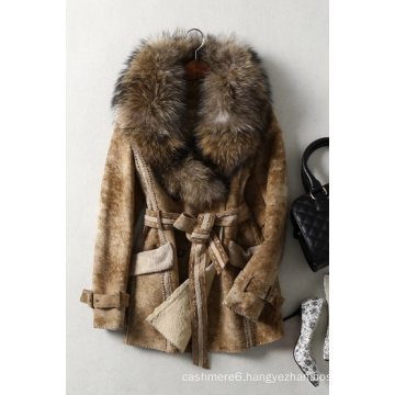 Genuine Lamb Leather and Fur Garments with Raccoon Fur